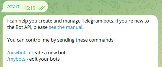 cоздание бота в botfather